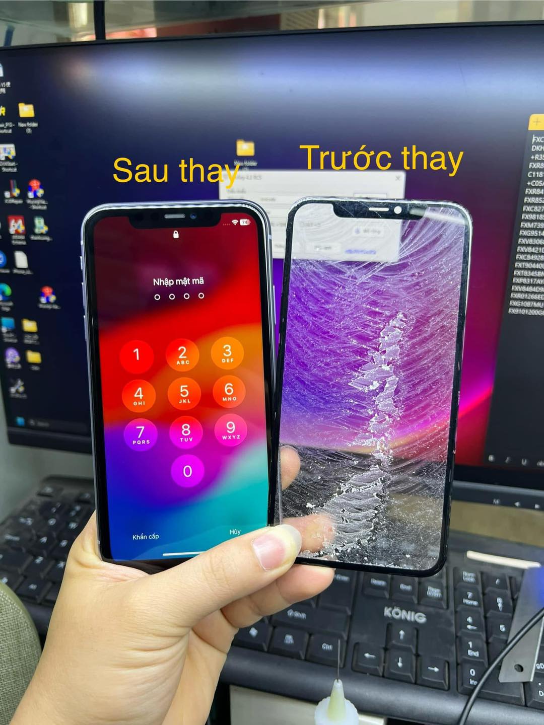 Thay kính iPhone X lấy liền tại Huế